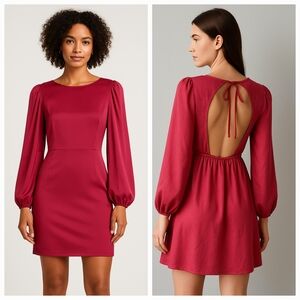 BNWT Vero Moda US M Pink Fushia Long Sleeve Backless Party Mini Dress Coktail